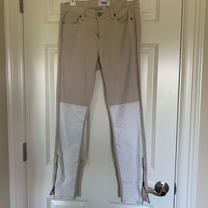 Paige Unique Colorblock Skinny Jeans with Zipper Detail